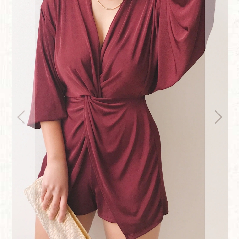 Short Shimmering Romper Long Sleeve